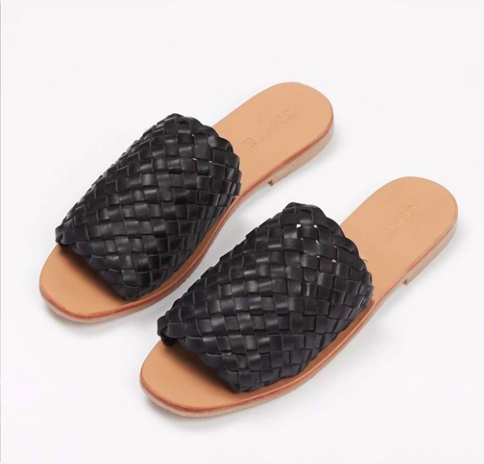 St. Agni Women's Corfu Woven Sandal in black - women's sandal