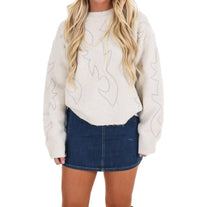 Blue B - Hey Cowgirl Western Stitch Sweater