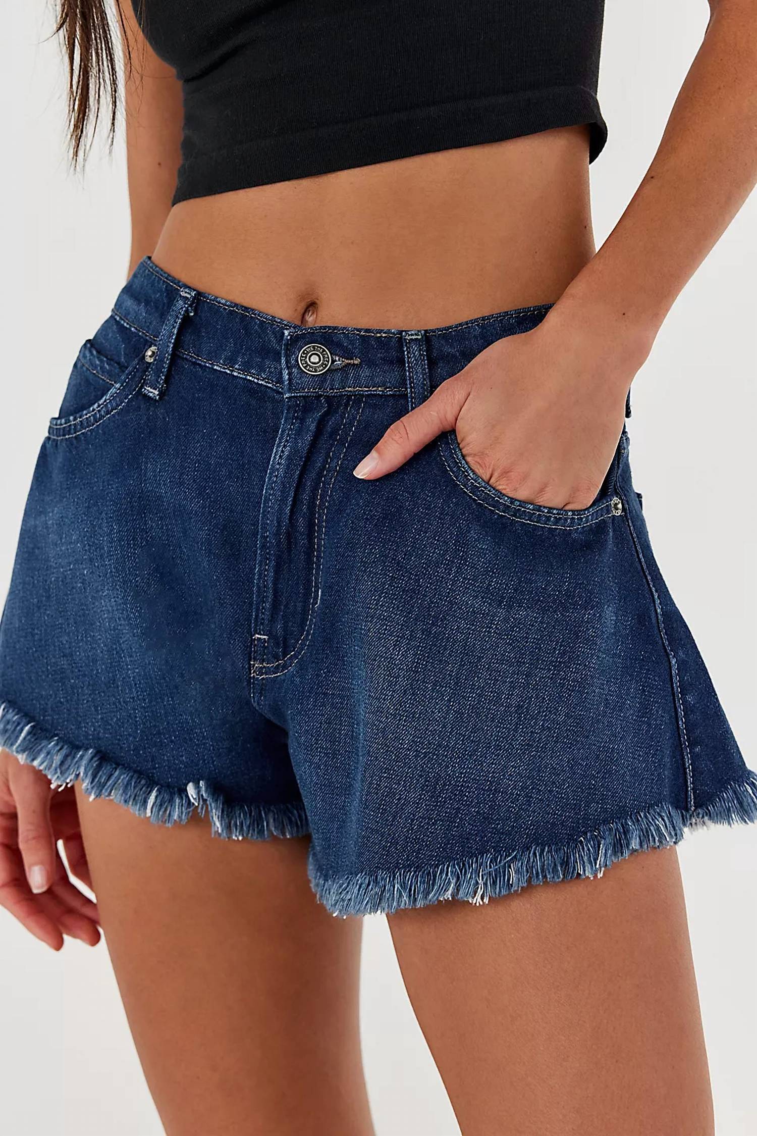 Free People Sparks Fly Denim Shorts in blue - women's shorts - alternate view