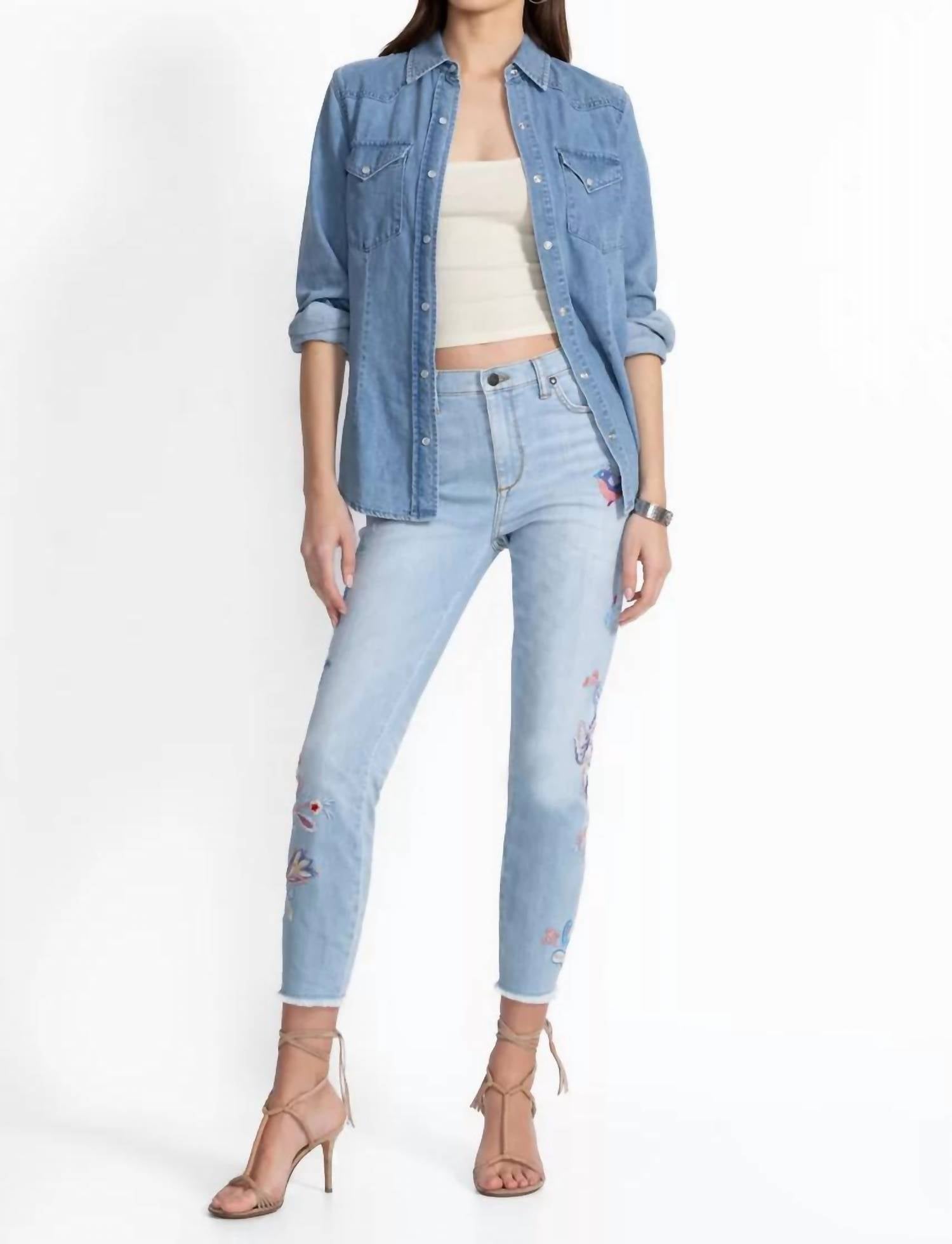 Johnny Was Cropped Skinny Jean in medium wash - women's jeans