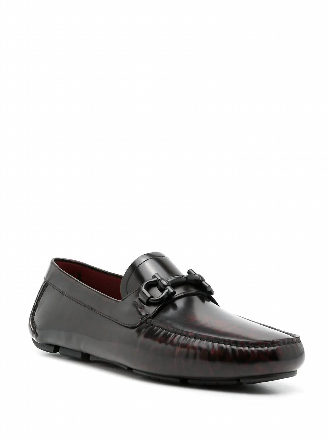 Salvatore Ferragamo Men's Leather Penny Loafer in red black - men's loafer - detail view