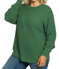 42Pops - High Low Basic Waffle Sweater - Plus