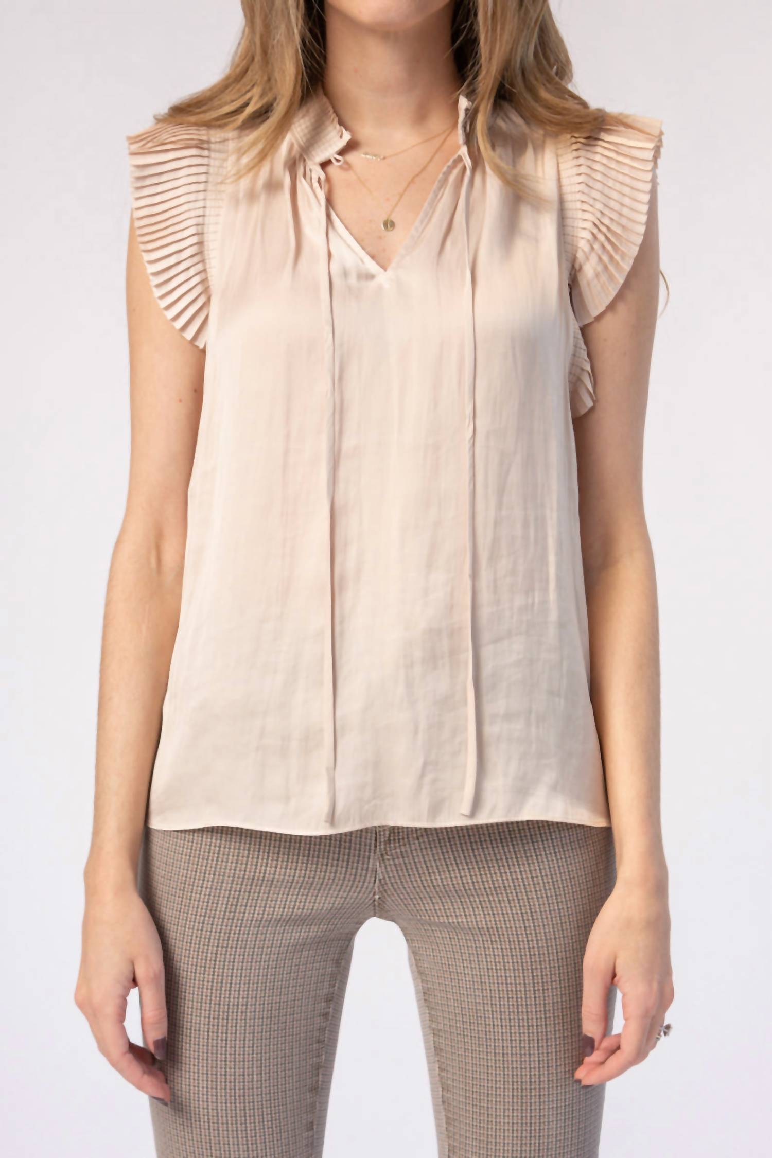 Frame - Pleated Keyhole Blouse