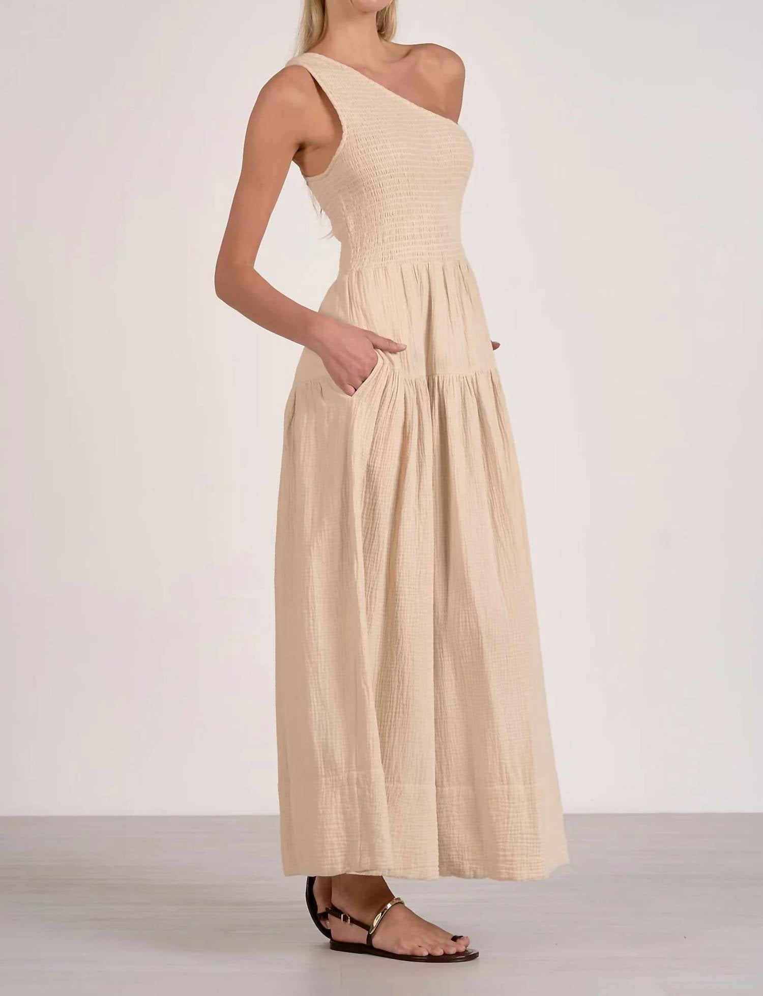 Elan - Gracie One Shoulder Midi Dress