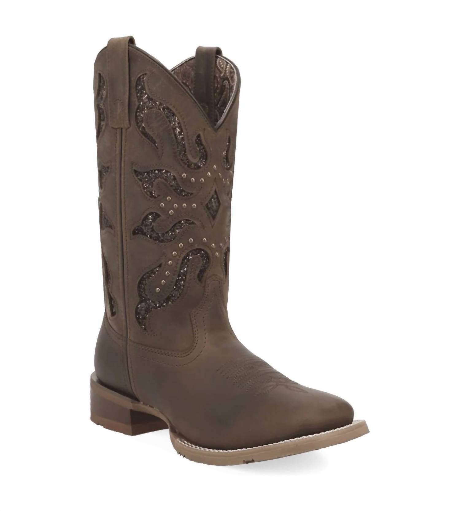 DAN POST. Women's Lonestar Lace Leather Boot in brown - women's shoe - detail view