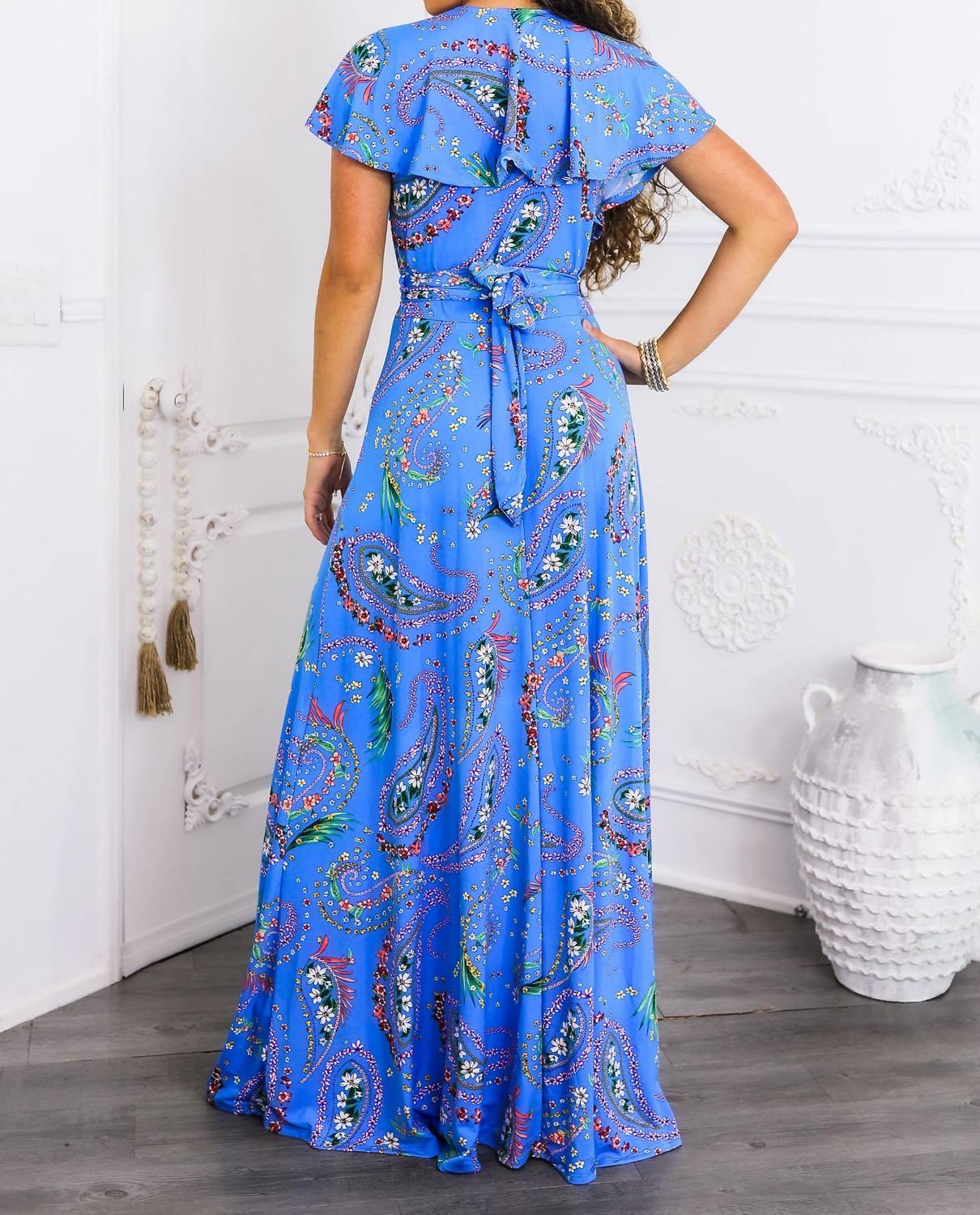 Surelymine - Paisley On Or Off-shoulder Maxi Dress