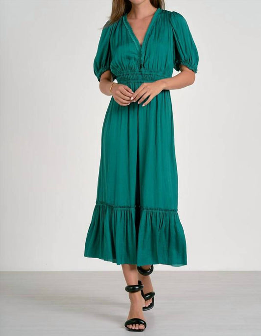 Elan - Short Sleeve V-neck Midi Dress