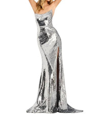 JOVANI Ally Long Formal Prom Dress Gown in gunmetal - women's dress