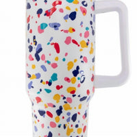 Katydid - Colorful Fun Confetti Print 40 oz Stainless Steel Tumbler Cup with Handle