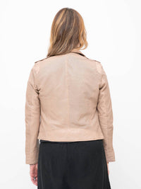 MAURITIUS Sinta Leather Jacket in sand - women's jacket - detail view
