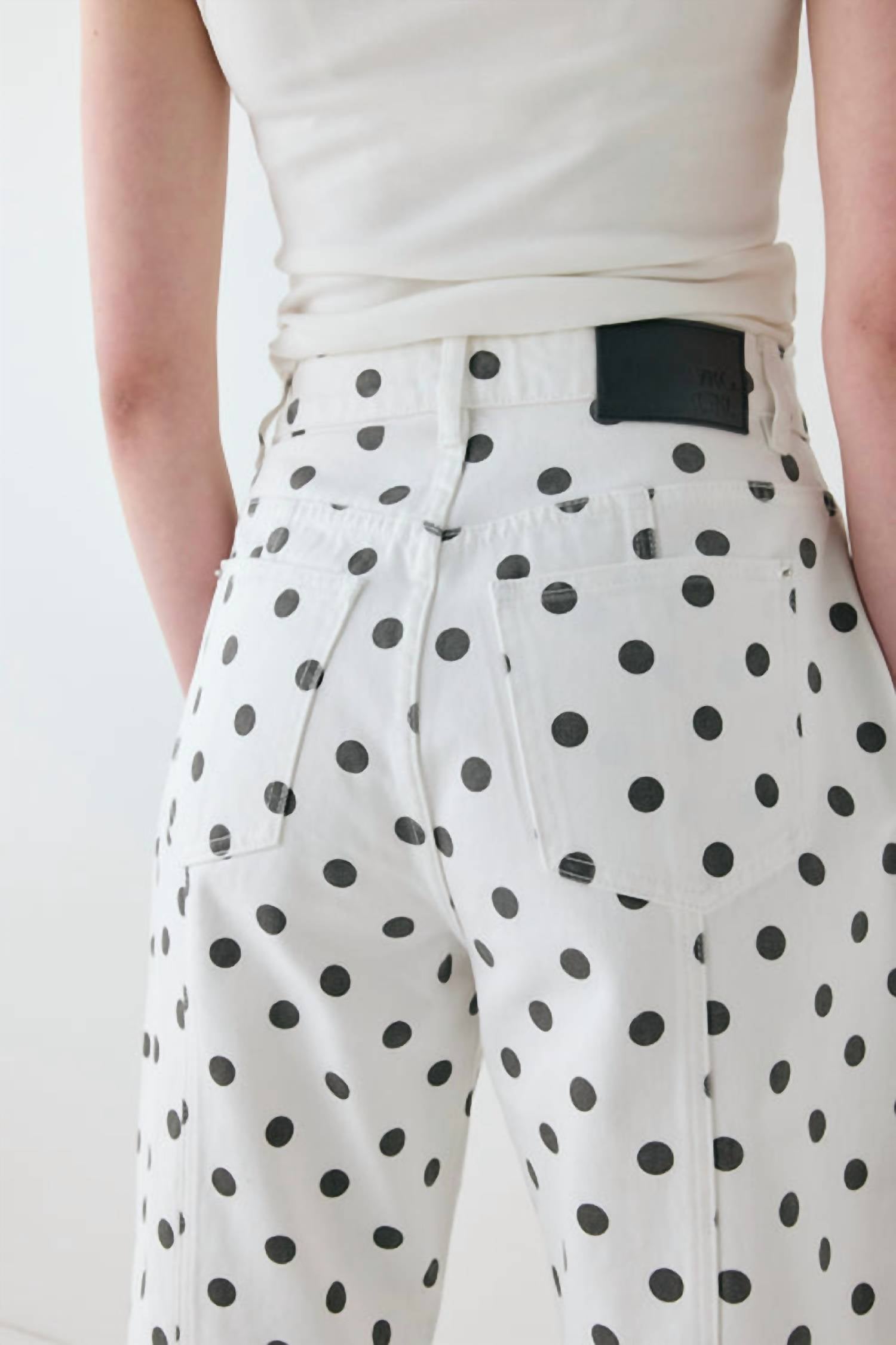 Urban Daizy - Polka Dot Cotton Barrel Leg Jeans