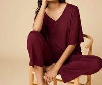 Softies - Women's Dream Jersey Relaxed V Neck With Capri Lounge Set
