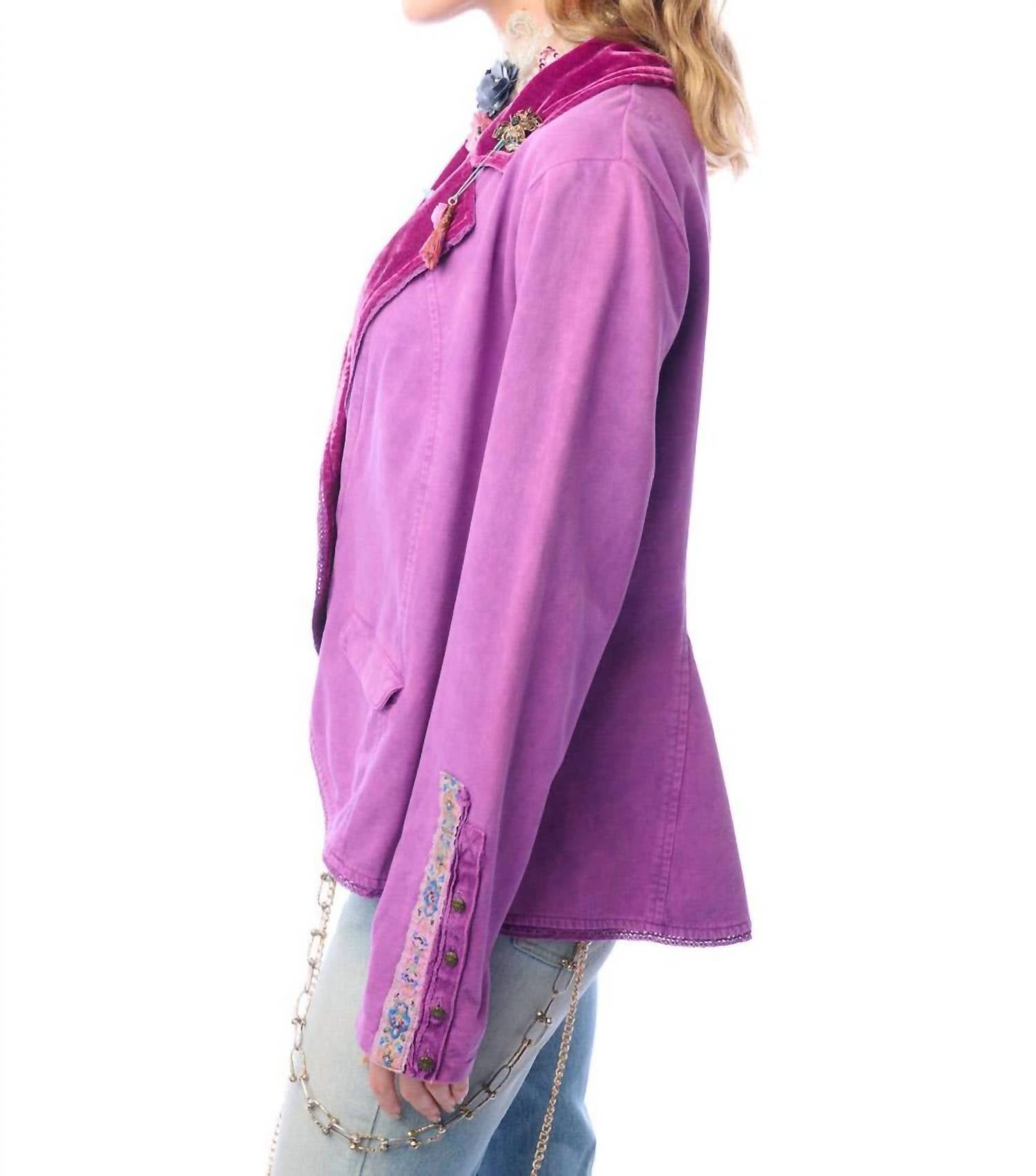 Aratta Colonel Button-up Jacket in violet - women's jacket - alternate view
