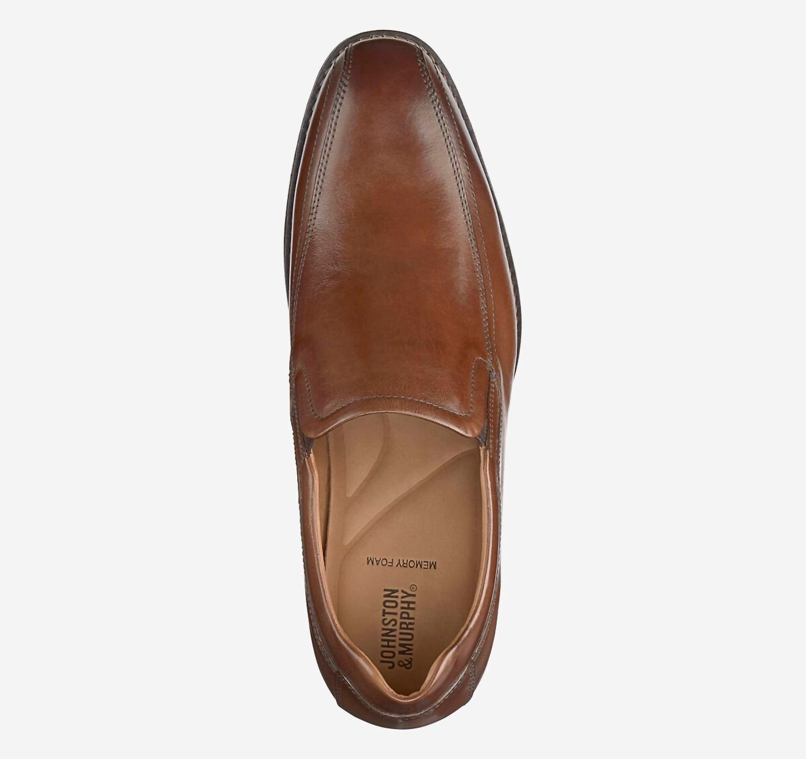JOHNSTON & MURPHY Men's Lewis Venetian Dress Shoes in tan full grain - men's loafer - detail view