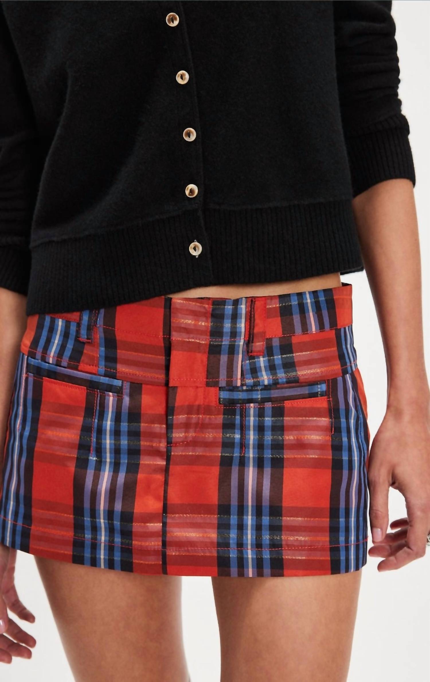 Free People - Mille-Fleurs Plaid Micro Skirt