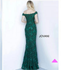 Jovani - Off The Shoulder Neckline And Shimmering Sequin Lace Dress