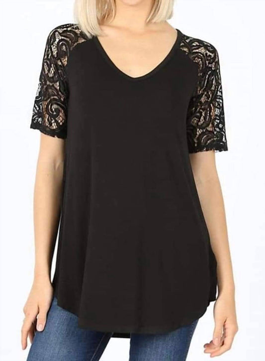 Zenana - Lace Sleeve Top