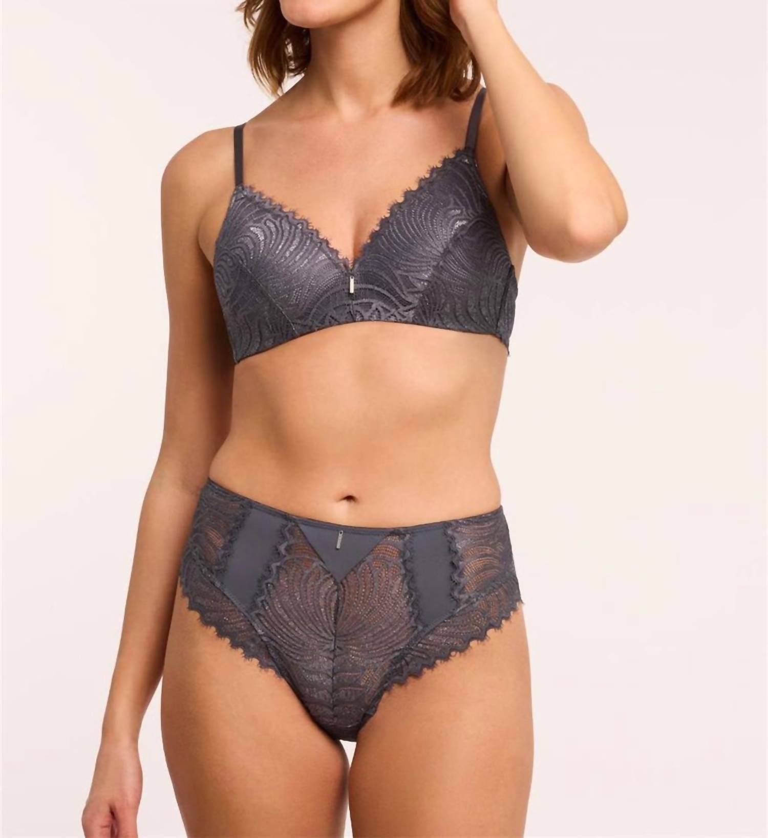 Montelle Intimates Lights Out Wirefree Bra in magnet silver - women's intimate - alternate view