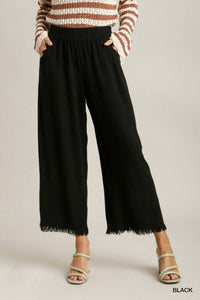 Umgee - Linen Blend Elastic Waistband Pants