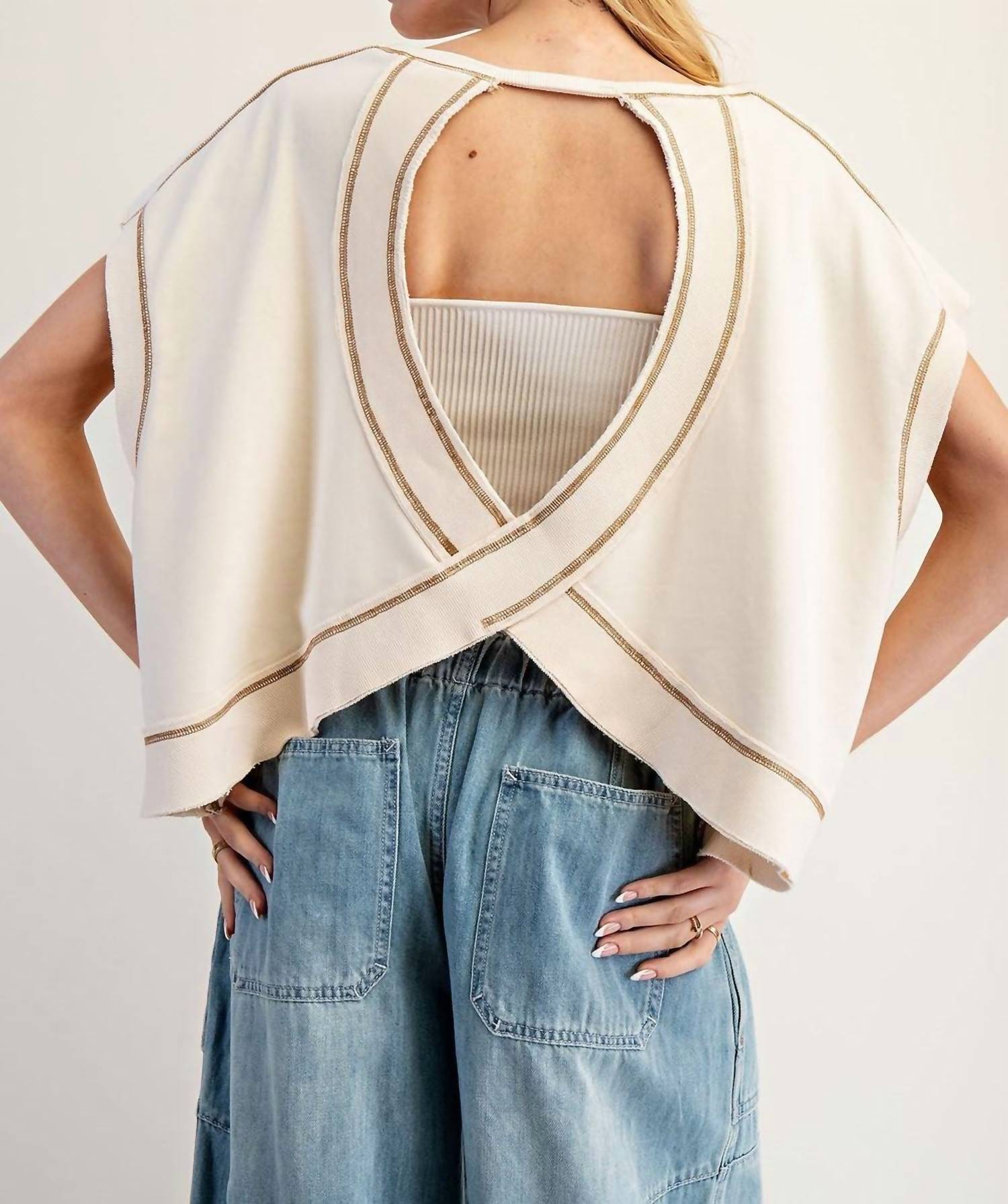 ee:some On My Mind Top in morning oat - women's shirt - alternate view