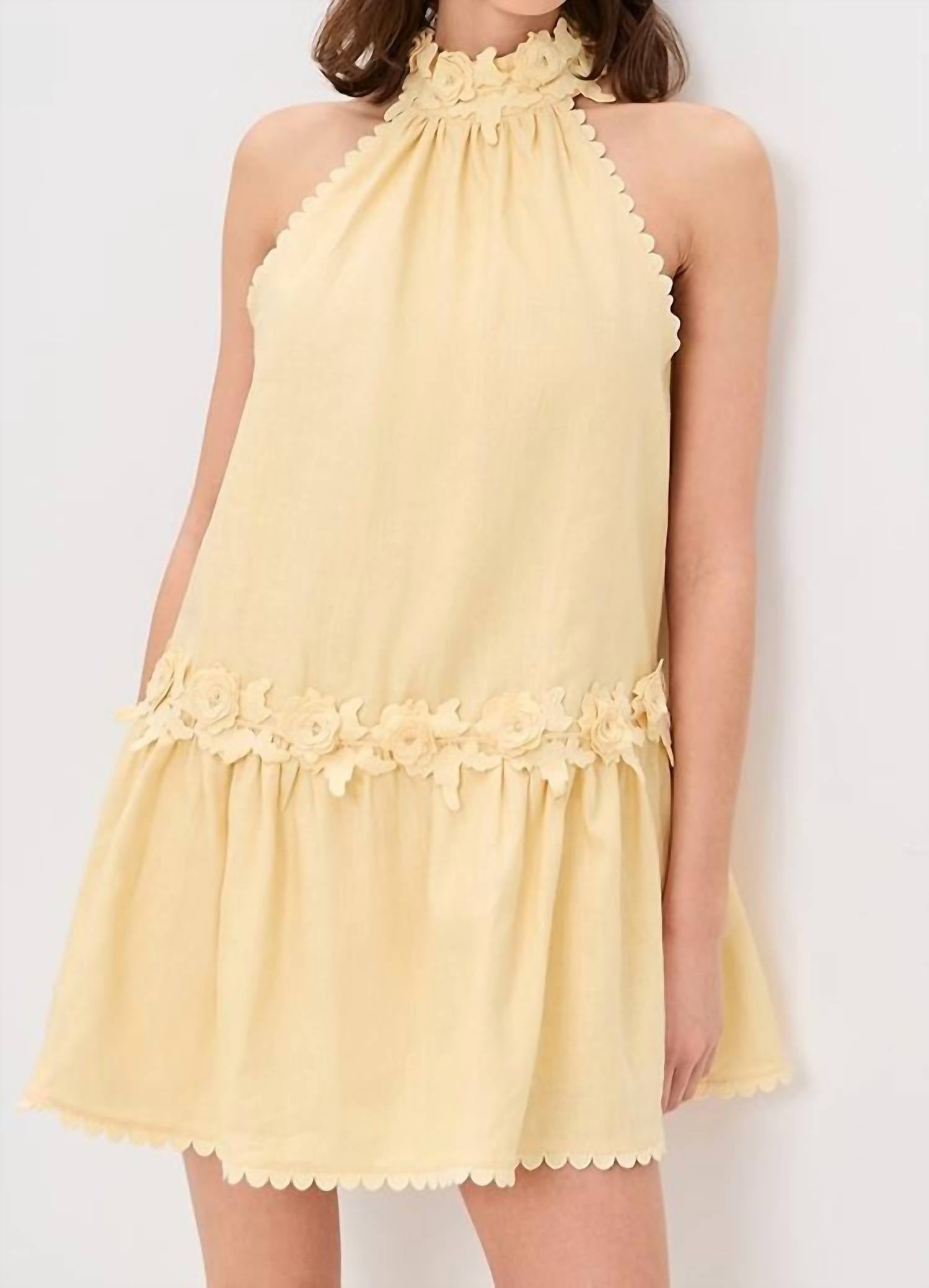 English Factory - Halter Neck Floral Detail Mini Dress