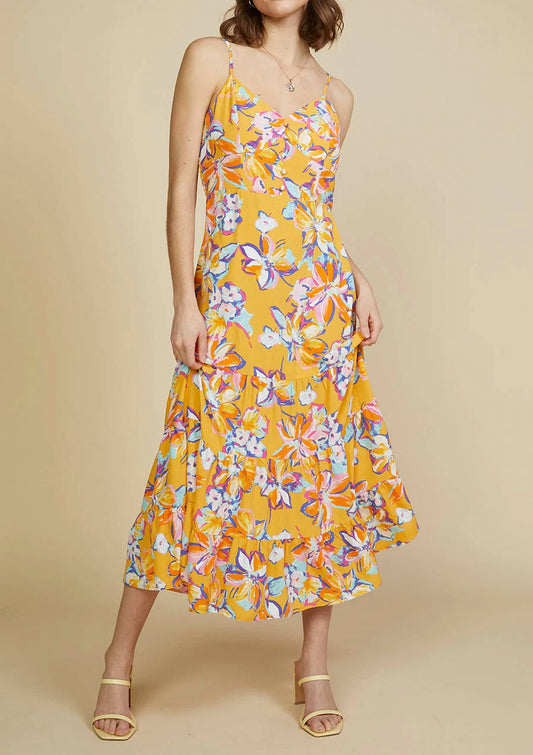 Skies Are Blue - Woven Floral Printed Midi Dress