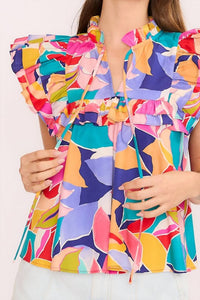 Meet Me In Santorini - Ruffle Bib Top