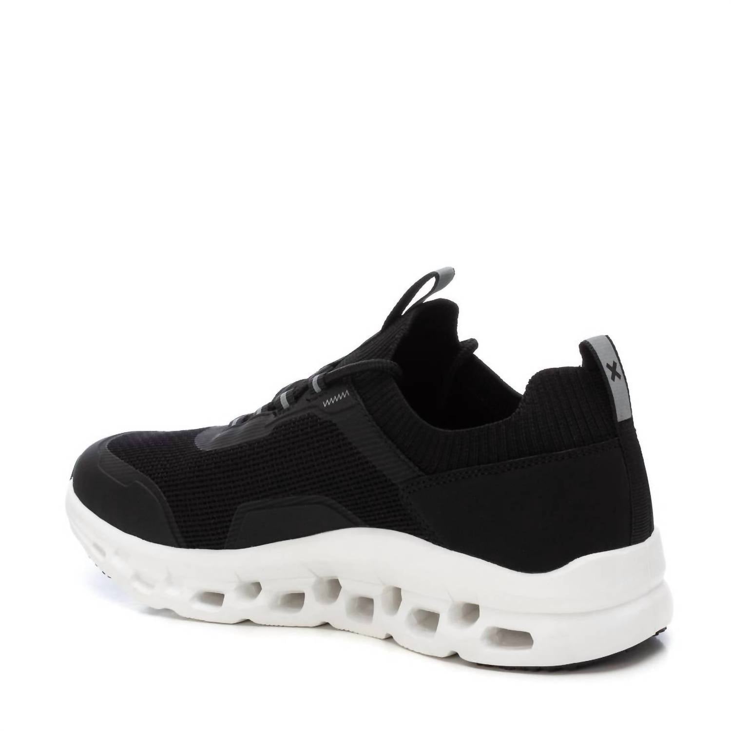 Xti Men's Waffle Sole Casual Athletic Sneakers in black - men's shoe - detail view