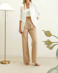 The Workshop Studio - Collarless Quarter Ruched Sleeve Longline Blazer