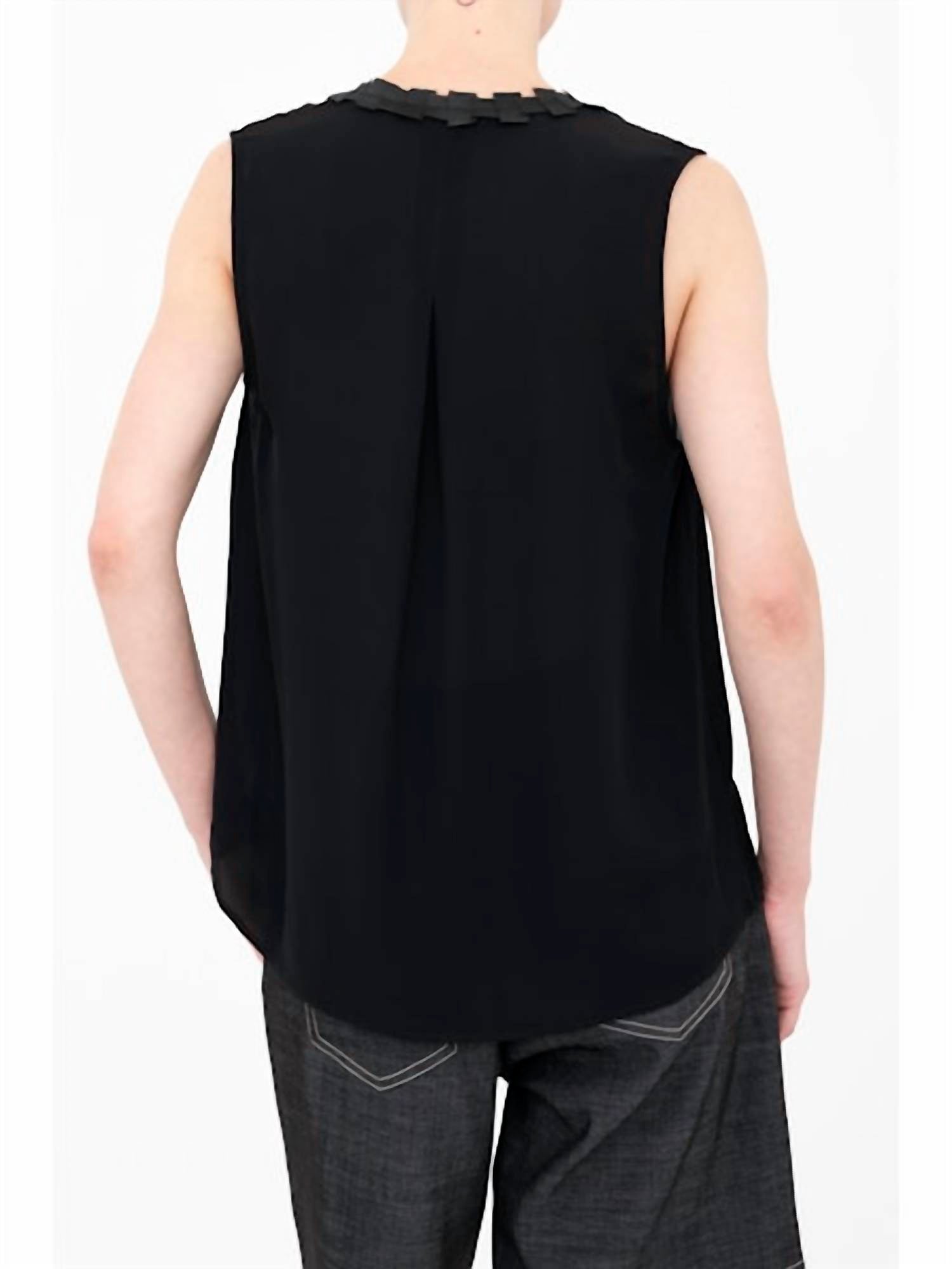 Elaine Kim - Bettina V-neck Shell Top With Grosgrain Trim