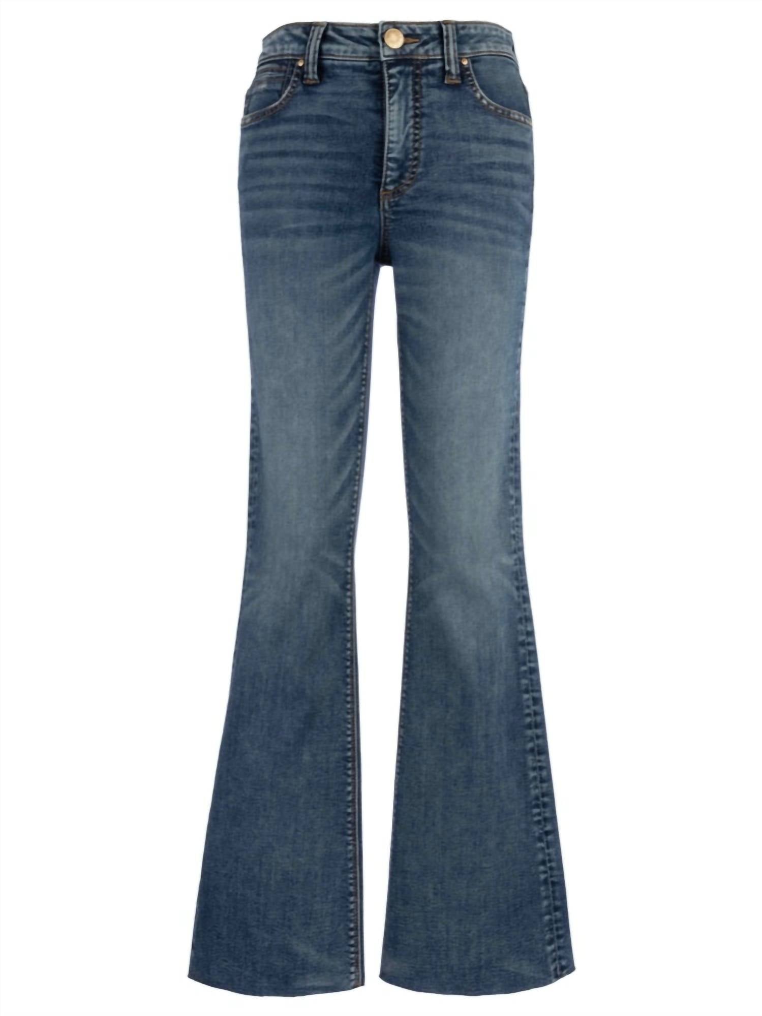 KUT FROM THE KLOTH Stella High Rise Fab Ab Flare With Raw Hem Jeans in debonairly - women's jeans - view 4