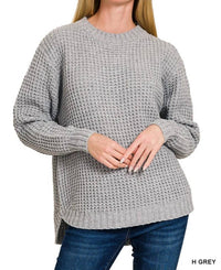 Zenana - Women's Feeling Flawless Waffle Knit Sweater