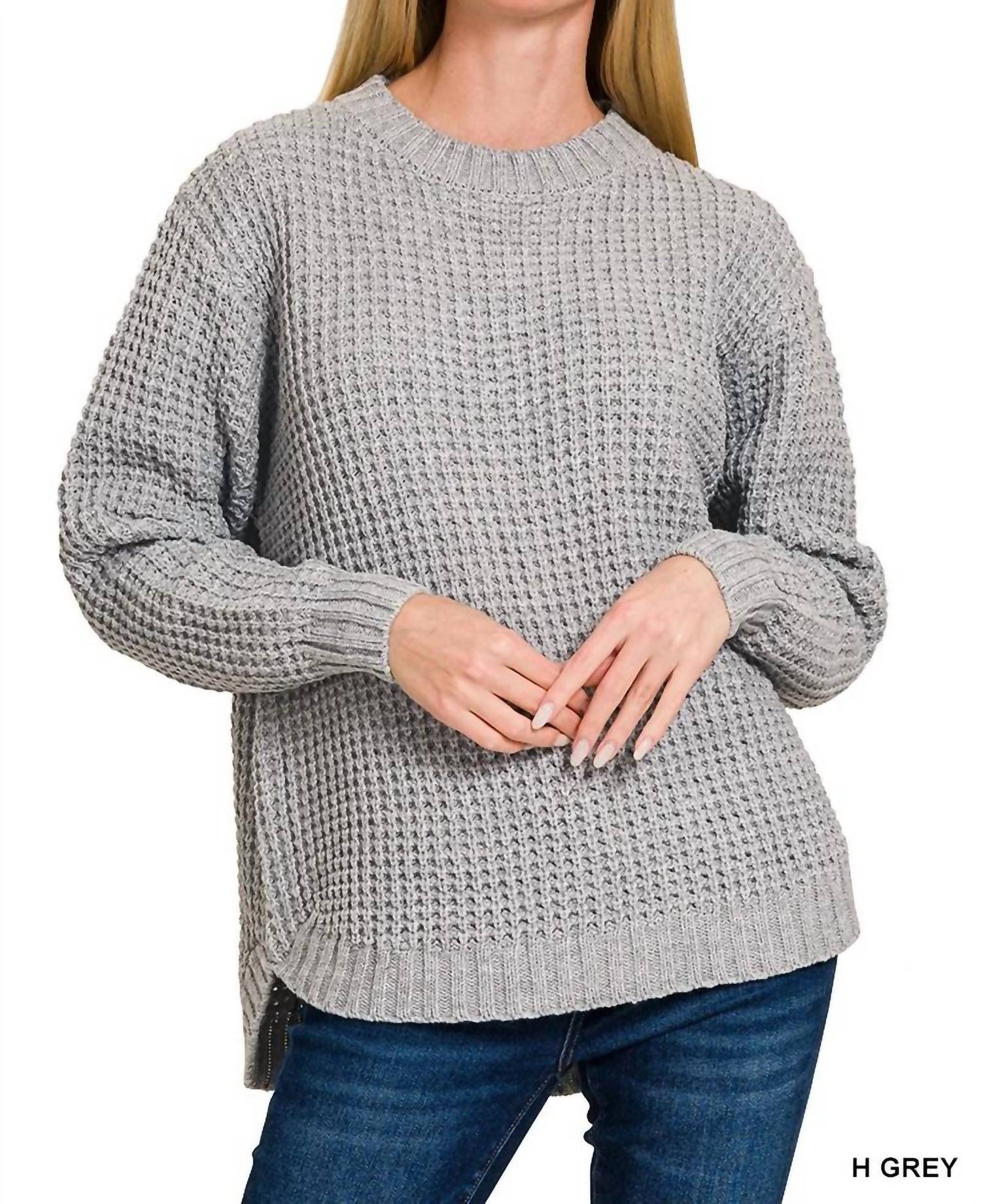 Zenana - Women's Feeling Flawless Waffle Knit Sweater