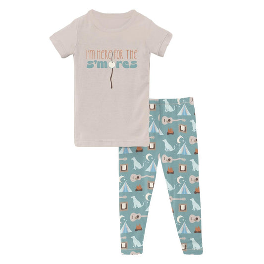 Kickee - Baby Girl's Short Sleeve Graphic Tee Pajama Set