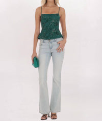 Lucy in the Sky SEQUIN EMBROIDERED OPEN BACK TOP in the sky sequin embroidered open back top in green - women's tank top - alternate view