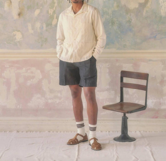 Knickerbocker - Canal Cotton & Linen Pleated Short
