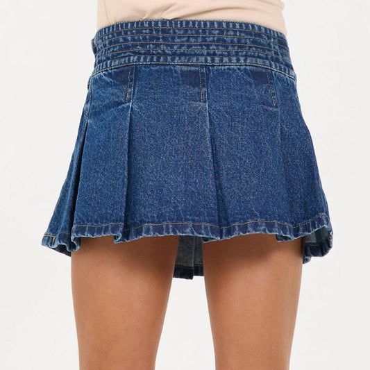 Vintage Havana - Dark Washed Pleated Denim Skort Success