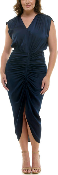 Nicole Miller - Ruched V Neck Cocktail Dress