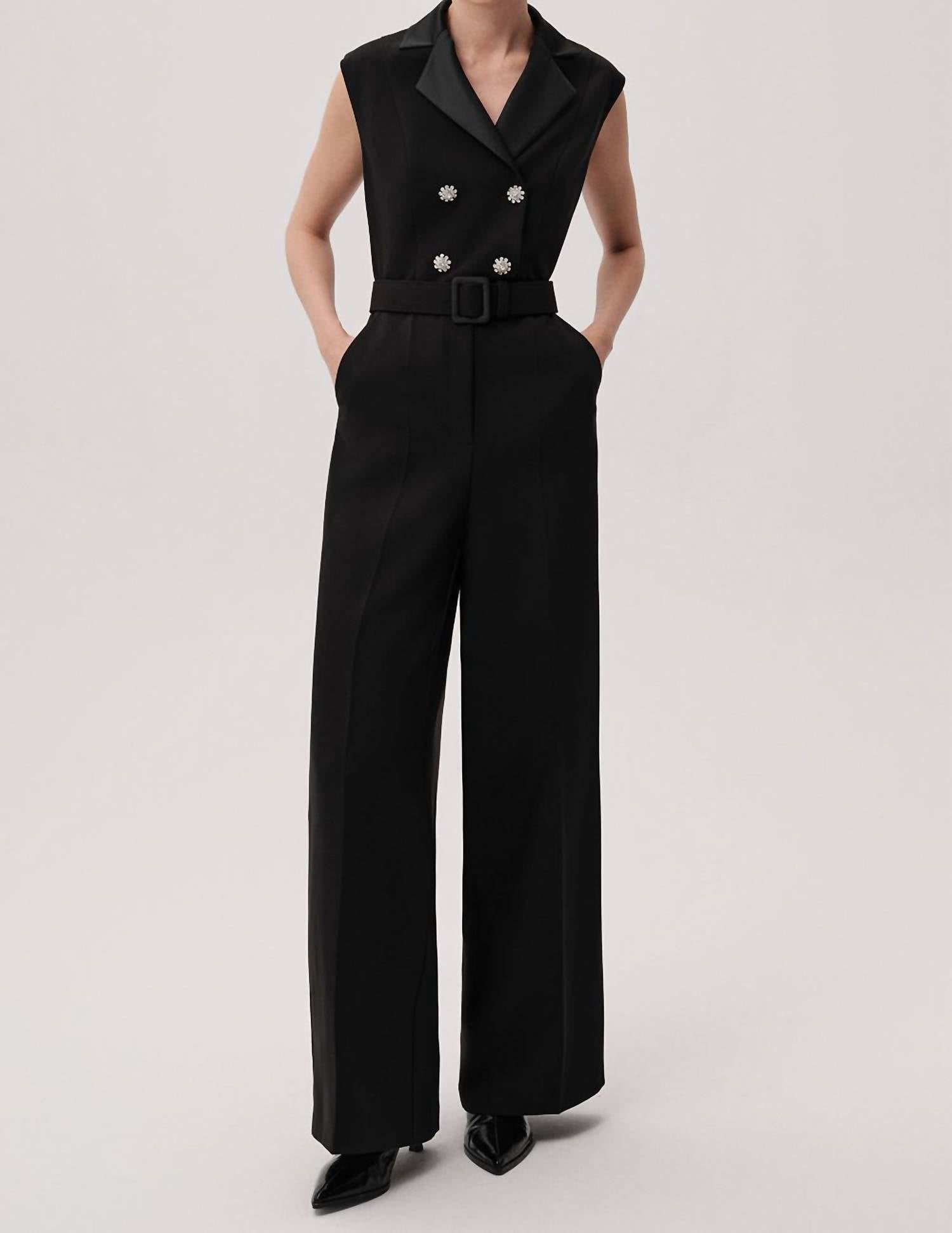 EXQUISE Onyx Sleeveless Jumpsuit in black 1 - women's pants