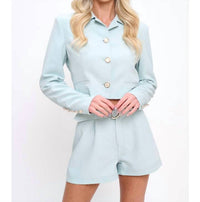 Coalition LA Two Piece Mini Skirt Suit in mint - women's sleepwear