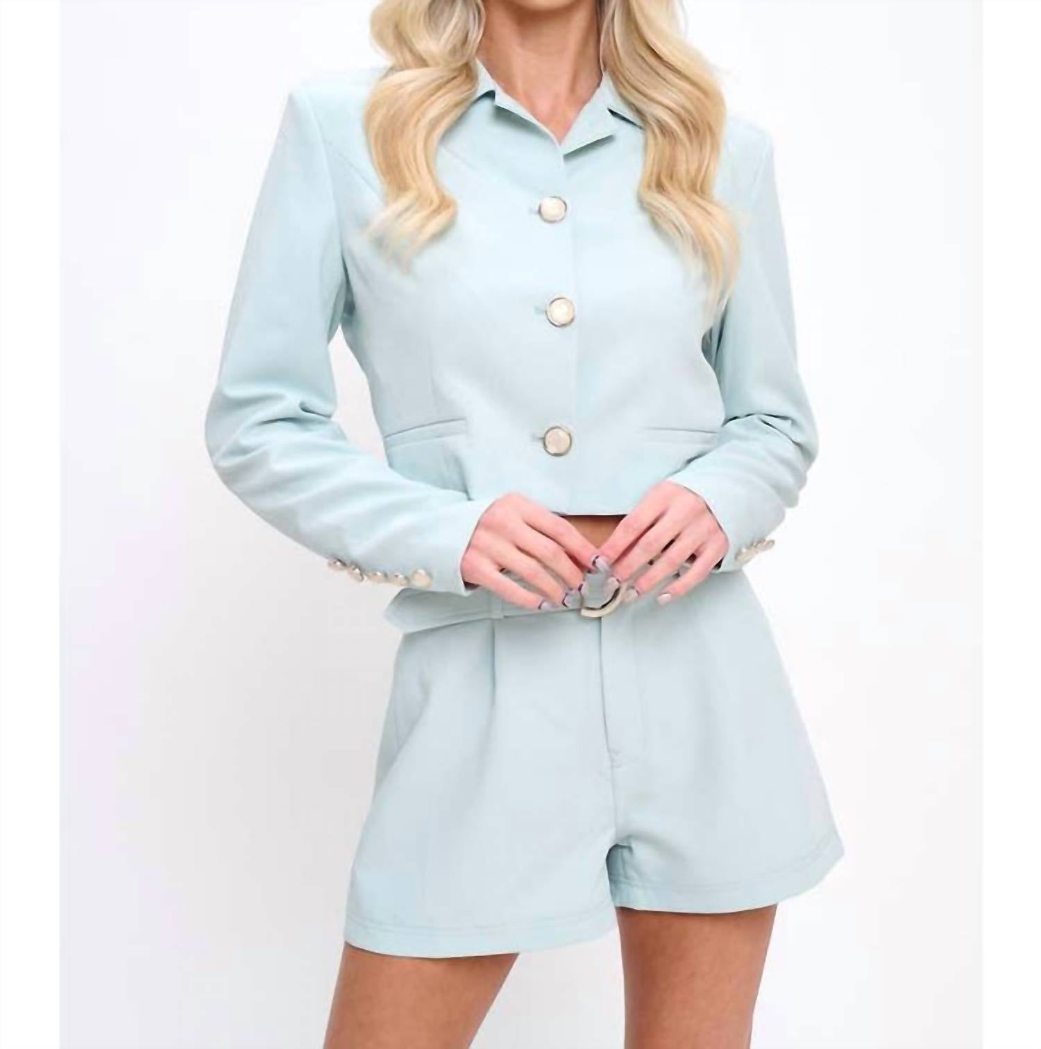 Coalition LA Two Piece Mini Skirt Suit in mint - women's sleepwear