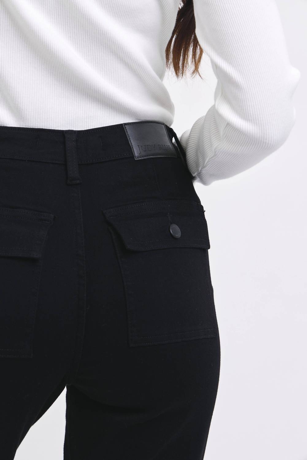 Judy Blue High Waist Cargo Cuffed Jogger in black - women's pants - view 8