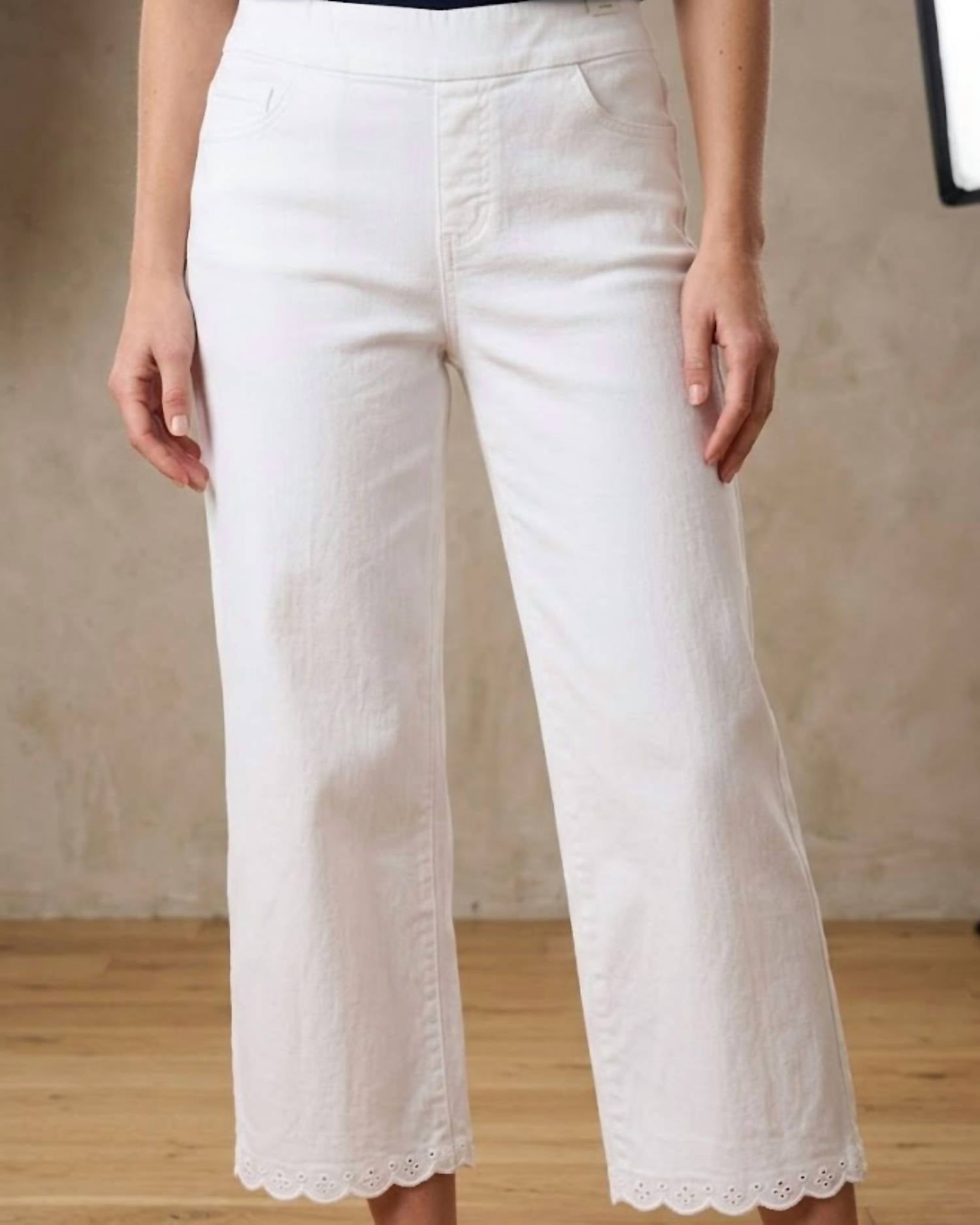 N Touch - Pull On Capri With Embroidery Scalloped Hem