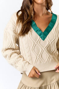 Blue Blush - Ribbon Knit Sweater