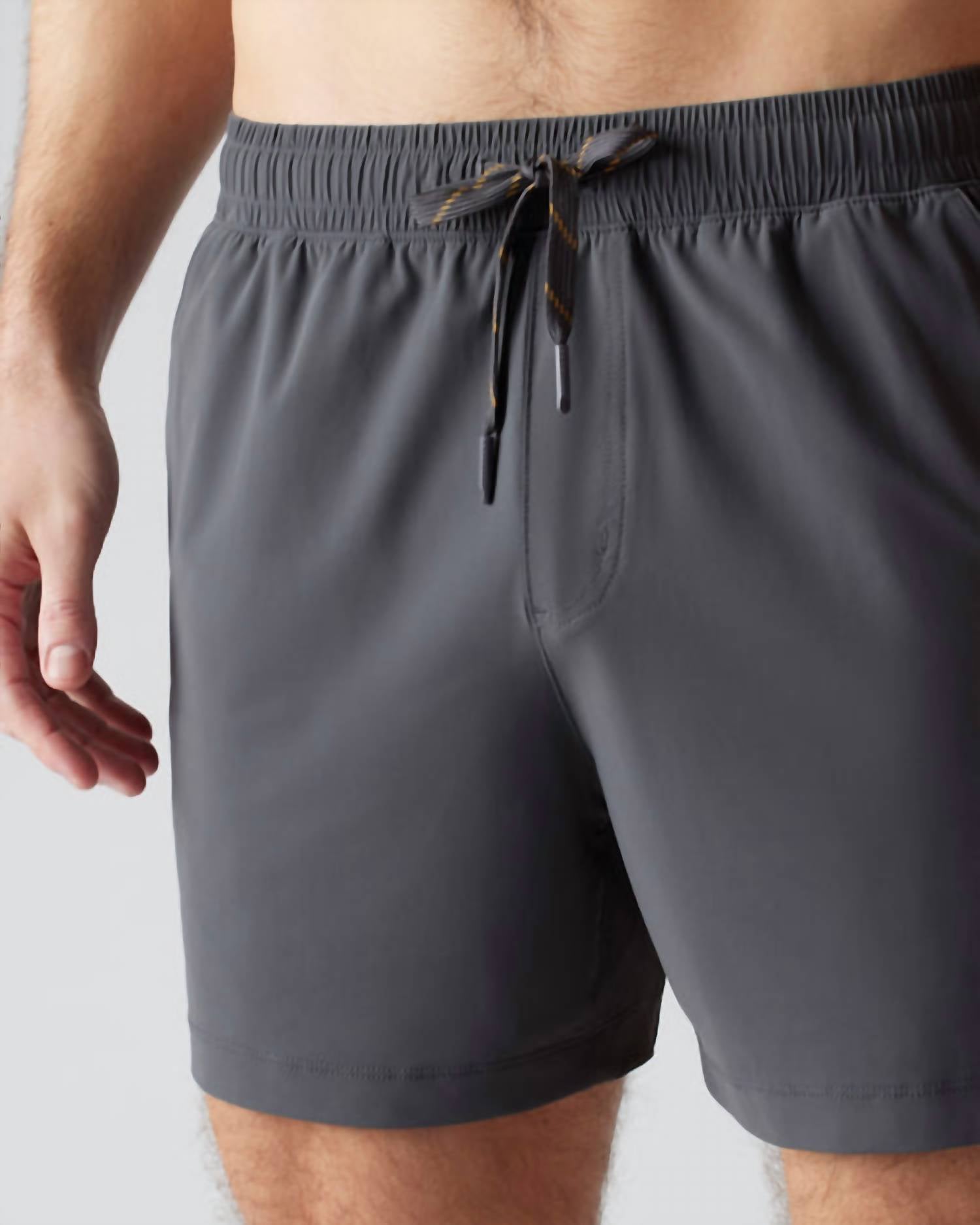 RHONE Men's Pursuit Pull-on Short in asphalt - men's shorts - detail view