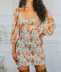 Surelymine - Meaningful Dreams Floral Ruched Mini Dress