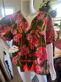 Thml - Women's Puff Sleeve Flower Top