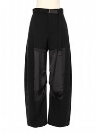 Sacai - Women's Belted Suiting Wool And Satin Barrel Pant