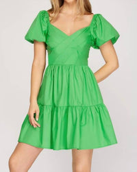 She + Sky - Puff sleeve dress