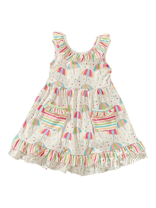 Pete + Lucy - Girl's Rainbow Rain Dress